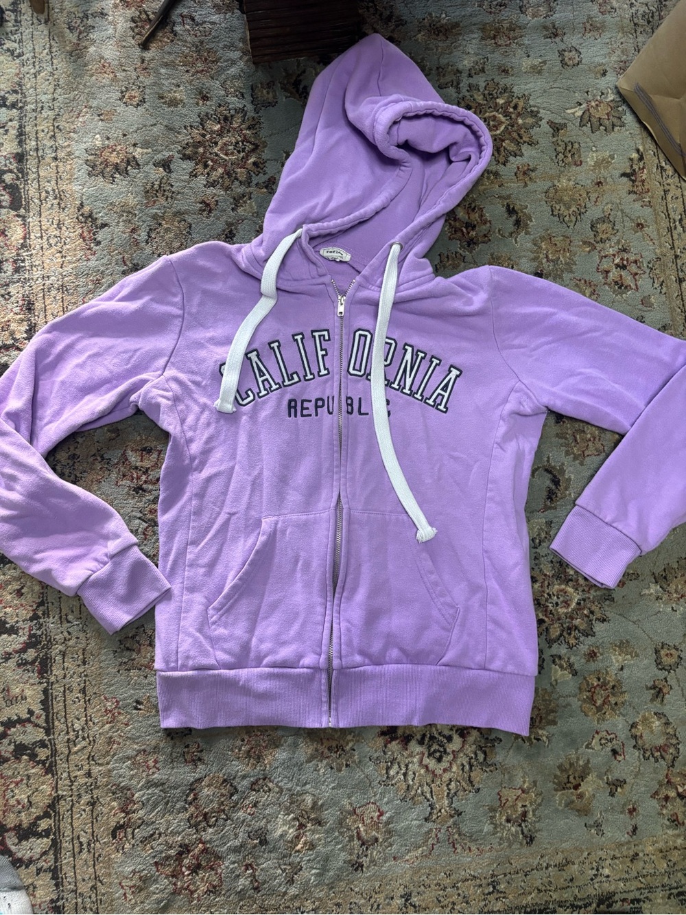 Reflex Lavender Zip-Up Hoodie with White Drawstrings